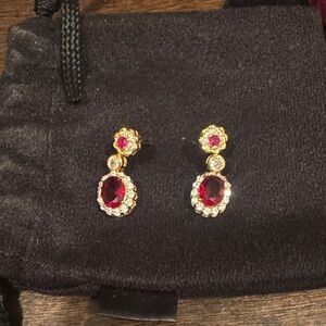 Elegant Gold and Red Gemstone Earrings